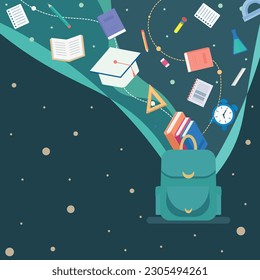 Vector illustration icon element of education, Template for school. Draw doodle cartoon style. Concept of school background. Seamless pattern with doodles.