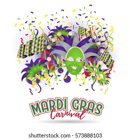 vector illustration. vector icon elements happy Carnival Mardi Gras celebration. Colorful bright fireworks design masks. Design elements for the design of posters, flyers, gift cards, booklets