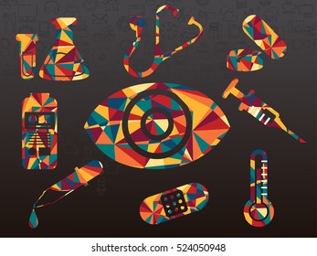 Vector illustration of icon eye and tool