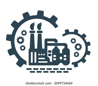 Vector illustration, icon, factory logo. Industrial facility. Universal design.