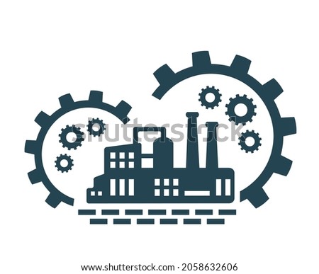 Vector illustration, icon, factory logo. Industrial facility.