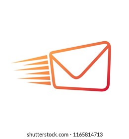 Vector illustration icon of fast mail delivery. Fast mail illustration in outlined style. Suitable for modern technology app of digital multimedia telecommunication.
