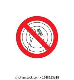 Vector Illustration, the icon of fasting in the month of Ramadan is prohibited from eating from sahur to breaking the fast, Lineart Design - Vector