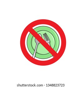 Vector Illustration, the icon of fasting in the month of Ramadan is prohibited from eating from sahur to breaking the fast, Flat Design - Vector