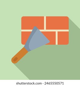 Vector illustration icon featuring a scraper tool on a ceramic tile with long shadow effect