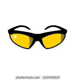 Vector illustration icon of flat sport eyeglasses in yellow and black colors with white background
