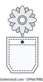 Ilustración vectorial, icono, flor en el bolsillo.