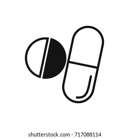 Vector illustration of an icon in the form of a medical tablet and pill for an application, a website, an infographic, a business presentation on a white background