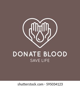 Vector Illustration Icon Graphic Element for Nonprofit Organizations and Donation Centre. Fundraising Symbol. Crowdfunding Project Label. Charity Logo, Blood donation flyer banner