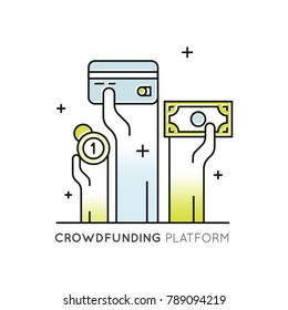 Vector Illustration Icon Graphic Element for Nonprofit Organizations and Donation Centre. Fundraising Symbols. Crowdfunding Platform Project Label, Charity Logo