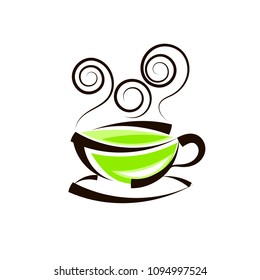 Vector illustration icon of green tea cup
