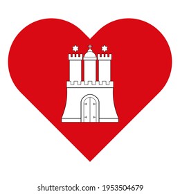 vector illustration icon. heart symbol icon with hamburg flag isolated on white background
