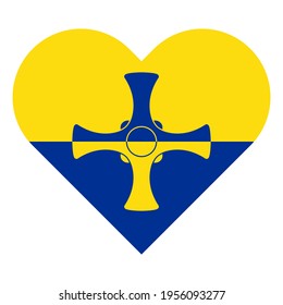 vector illustration icon. heart symbol icon with durham flag isolated on white background