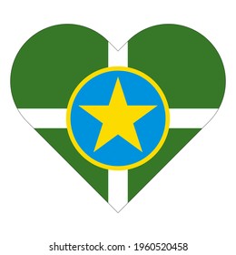 vector illustration icon. heart symbol icon with jackson flag isolated on white background, sticker, print, decorative