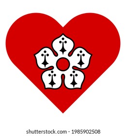 icono de ilustración vectorial. icono del símbolo del corazón con bandera de la ciudad de lof leicester aislado en fondo blanco, pegatina, impresión, decorativo
