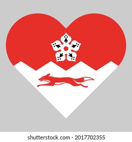 vector illustration icon. heart symbol icon with leicestershire flag isolated on gray background, sticker, print, decorative
