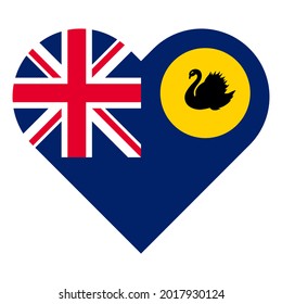 icono de ilustración vectorial. icono del símbolo del corazón con la bandera del estado de australia occidental aislada en fondo blanco, pegatina, impresión, decorativo
