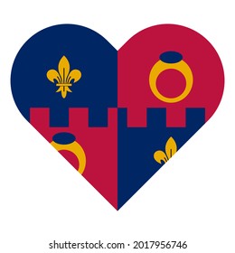 icono de ilustración vectorial. icono del símbolo del corazón con bandera del condado de montgomery aislada en fondo blanco, pegatina, impresión, decorativo
