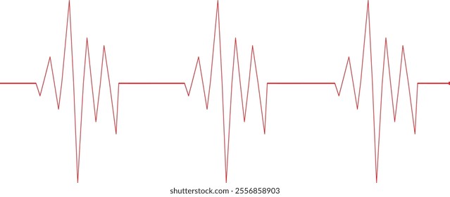 Vector illustration of icon, heartbeat line icon, ECG heartbeat line, heartbeat silhouette, red heartbeat line, symbol, health, isolated white background