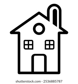 ícone de ilustração vetorial de uma casa com uma chaminé