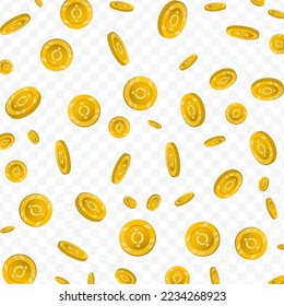 Vector illustration of Icon ICX currency. Flying gold coins on transparent background (PNG).