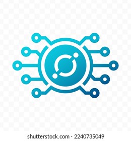 Ilustración vectorial del icono de moneda digital Icono ICX en color azul y fondo transparente (PNG).