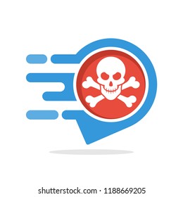 Vector illustration icon with an informative & responsive service concept for accessing restricted location information, dangerous locations