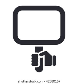  Vector illustration of icon isolated depicting a hand holding a white sign