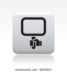 Vector illustration of icon isolated in a modern style, depicting a hand holding a white sign