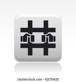 Vector illustration of icon isolated in a modern style, depicting a prisoner's hands gripping the bars