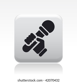 Vector illustration of icon isolated in a modern style, depicting a hand holding a microphone