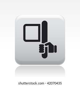 Vector illustration of icon isolated in a modern style, depicting a hand holding a flag
