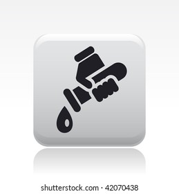 Vector illustration of icon isolated in a modern style, depicting a hand holding a tool for pouring liquid