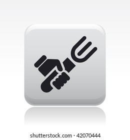 Vector illustration of icon isolated in a modern style, depicting a hand holding a fork