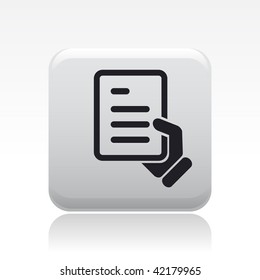 Vector Illustration Of Icon Isolated In A Modern Style, Depicting A Hand Holding A Document