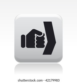 Vector illustration of icon isolated in a modern style, depicting a fist striking and bends an object