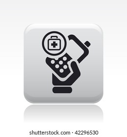 Vector illustration of icon isolated in a modern style, depicting a hand holding a mobile phone with the nursing symbol