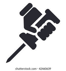 Vector illustration of icon isolated in a modern style, depicting a hand holding a screwdriver