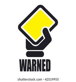 Vector illustration of icon isolated in a modern style, depicting a hand showing a yellow card