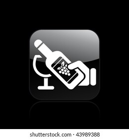 Vector illustration of icon isolated in a modern style, depicting a wine bottle and glass