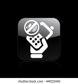 Vector illustration of icon isolated in a modern style, depicting a hand holding a mobile phone with the symbol of mute