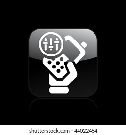 Vector illustration of icon isolated in a modern style, depicting a hand holding a mobile phone with the symbol of levels control