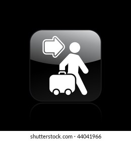 Vector illustration of icon isolated in a modern style, depicting a tourists walking with suitcase