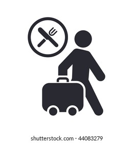 Vector illustration of icon isolated in a modern style, depicting a tourists walking with suitcase