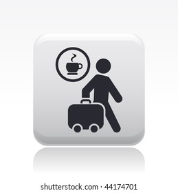 Vector illustration of icon isolated in a modern style, depicting a tourists walking with suitcase