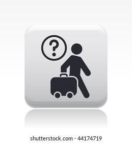 Vector illustration of icon isolated in a modern style, depicting a tourists walking with suitcase