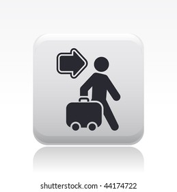Vector illustration of icon isolated in a modern style, depicting a tourists walking with suitcase