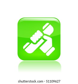 Vector illustration of icon isolated in a modern style, depicting a hand holding the handset of a telephone