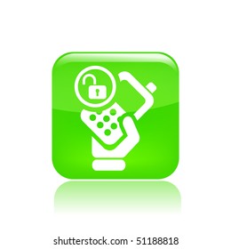 Vector illustration of icon isolated in a modern style, depicting a hand holding a mobile phone with the symbol of open lock