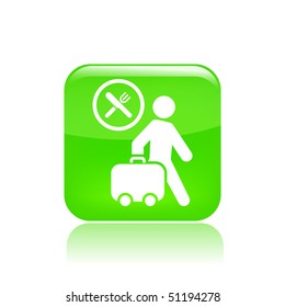 Vector illustration of icon isolated in a modern style, depicting a tourists walking with suitcase
